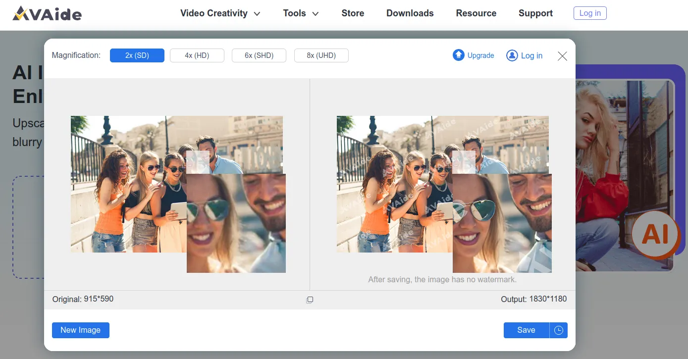 Интерфейс сервиса для увеличения качества фотографий AI Image Upscaling