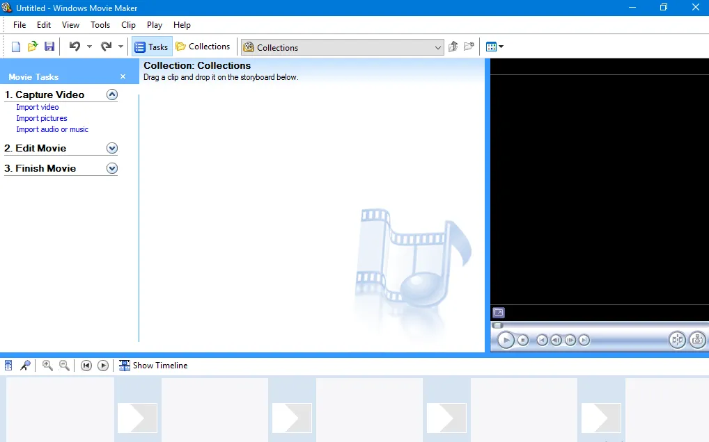 Интерфейс Windows Movie Maker