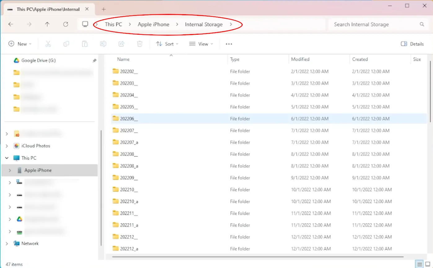 Расположение фотографий в памяти iPhone