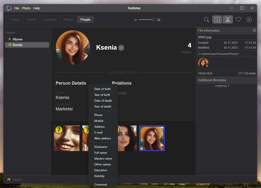Informations détaillées sur les habitants de Tonfotos