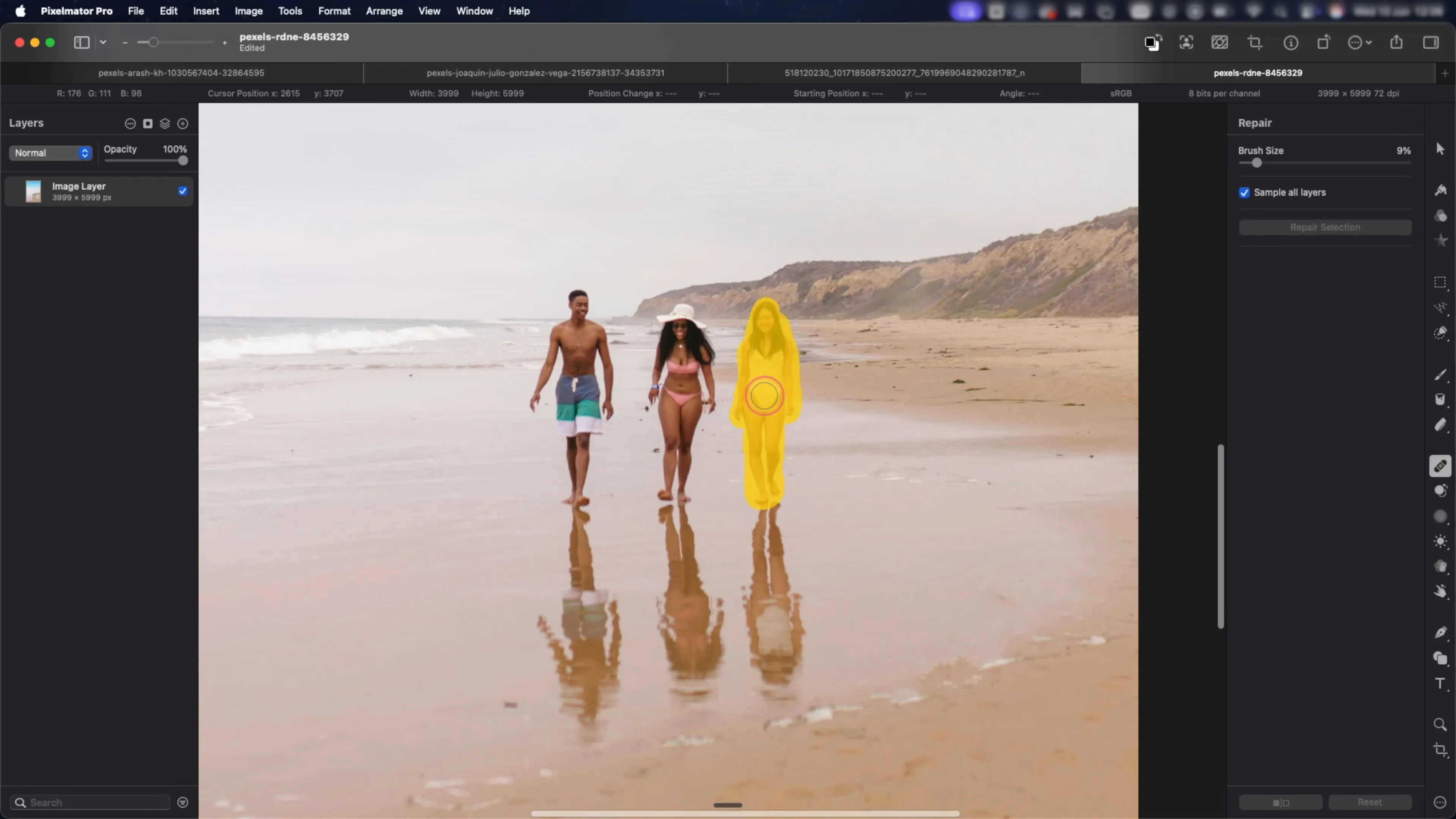 Using the object removal tool in Pixelmator Pro