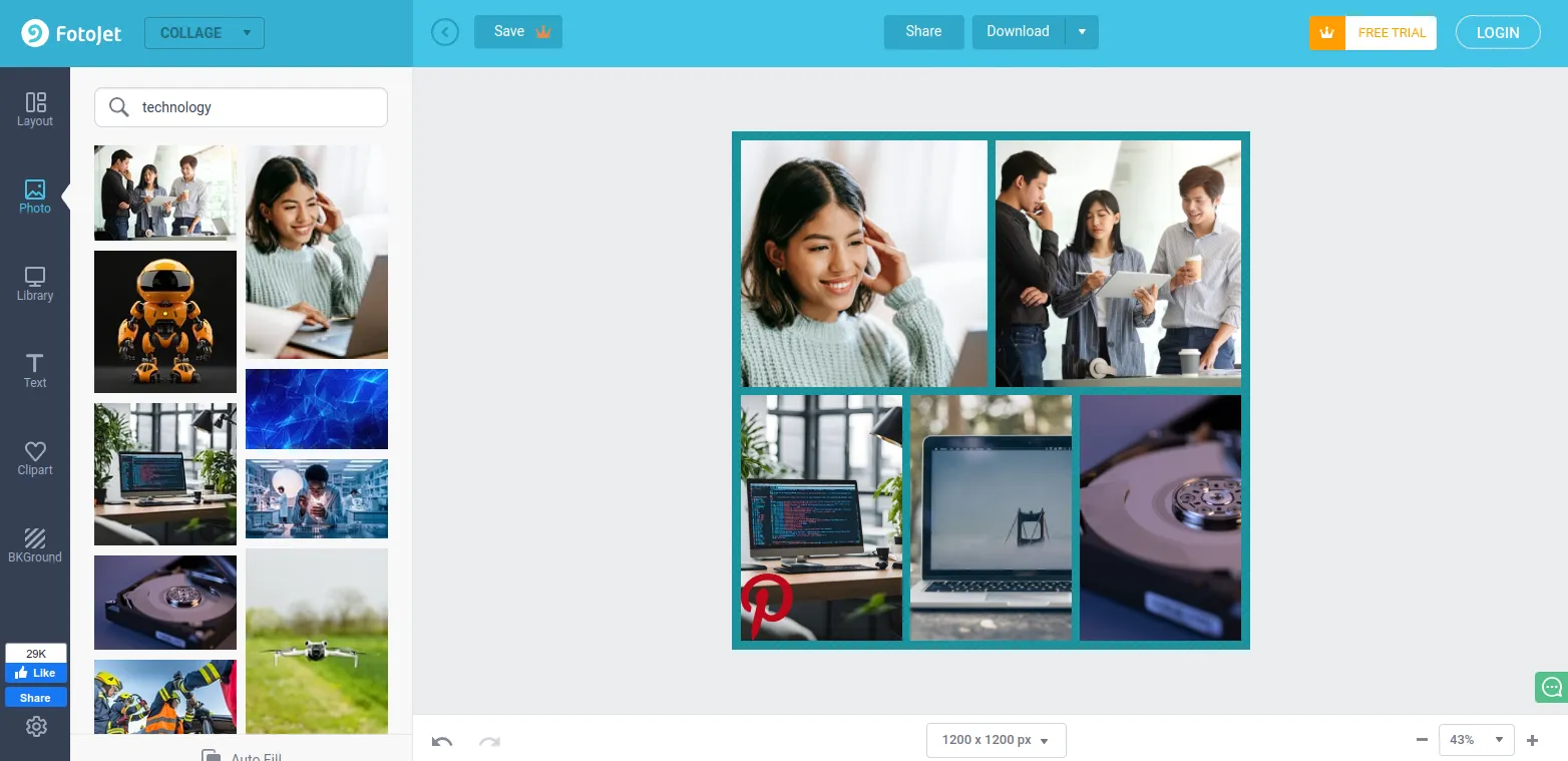Interface web de Fotojet