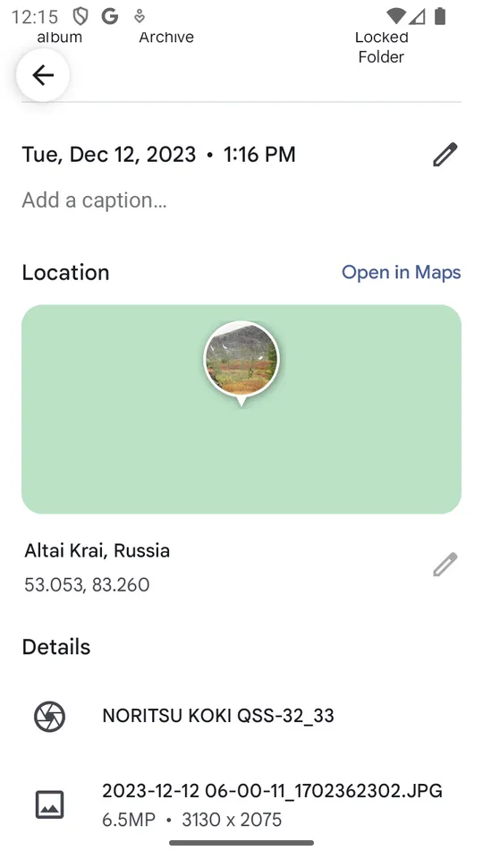 Function of working with photo metadata in Google Photo