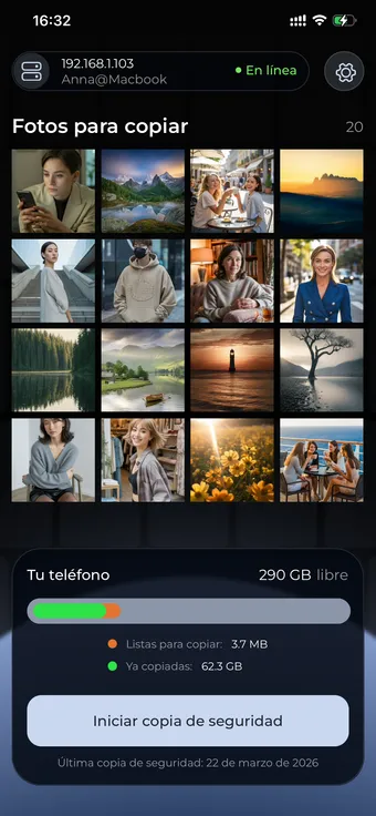 TonfotosSync — pantalla principal de la aplicación