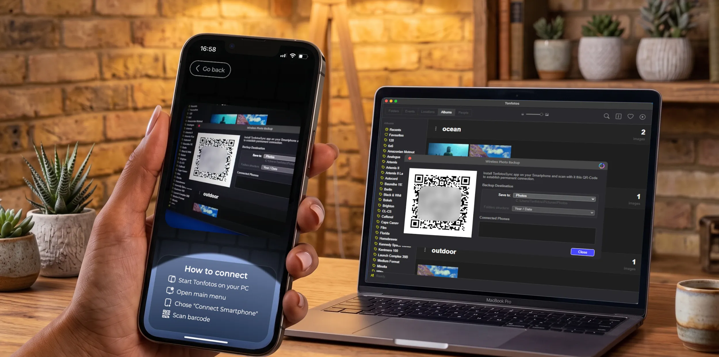 Scanning a QR code in the TonfotosSync app
