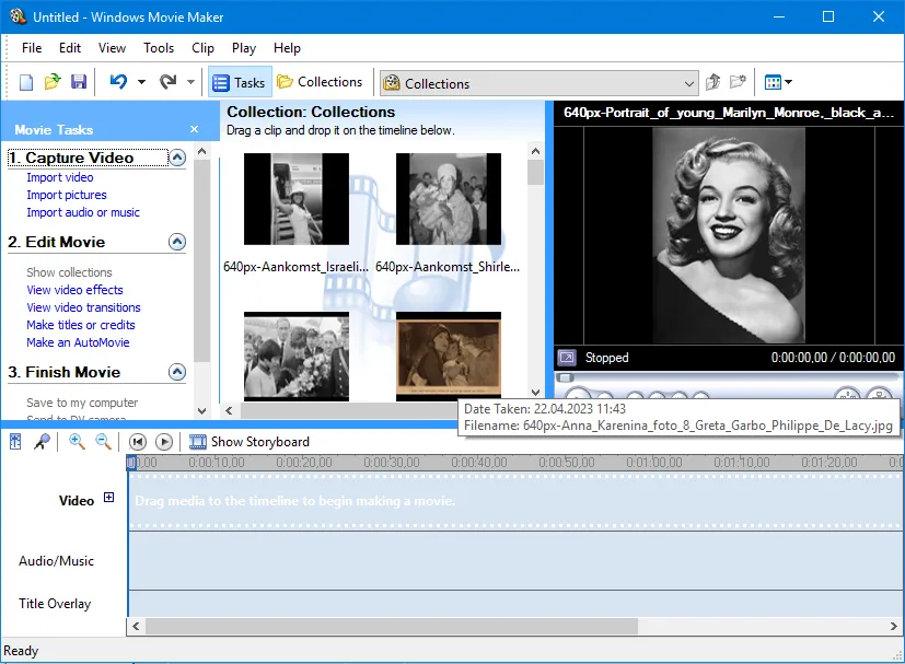 Интерфейс приложения Киностудия Windows