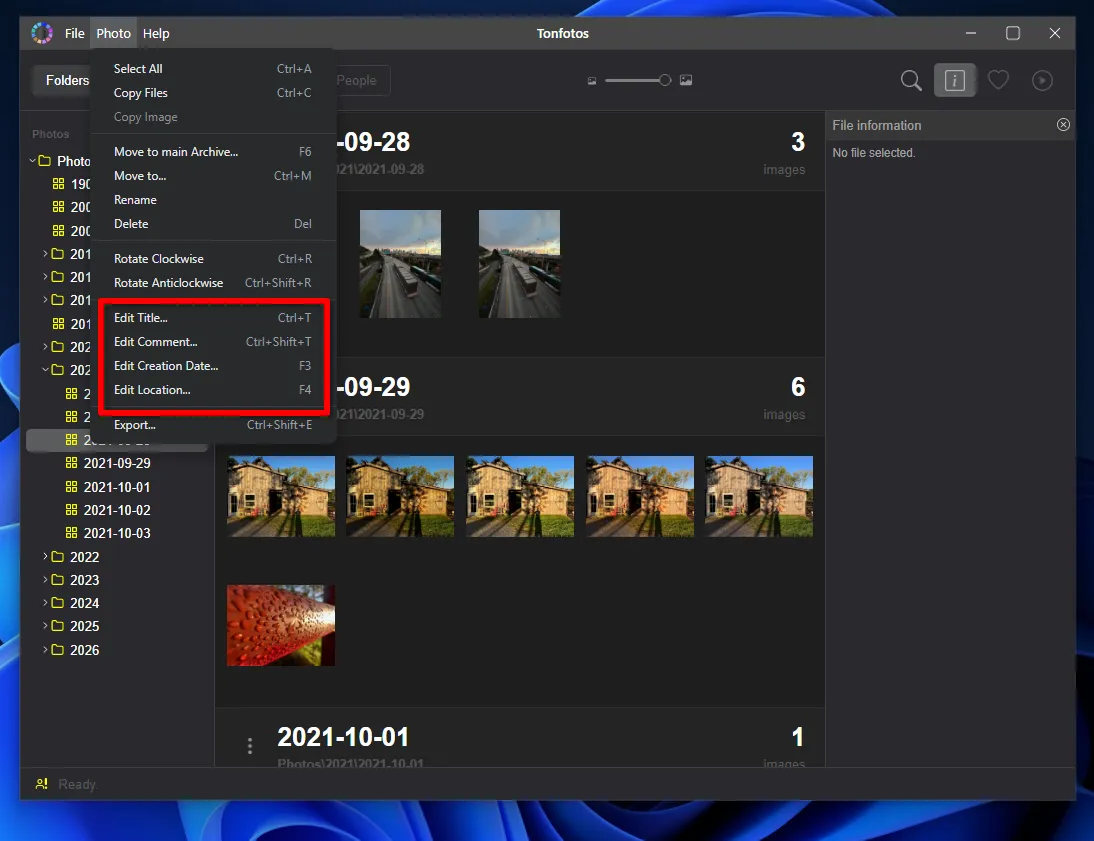 Editable metadata in Tonfotos